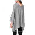 PK18A05HX Frauen Solid Knit Asymmetrische Warp Poncho